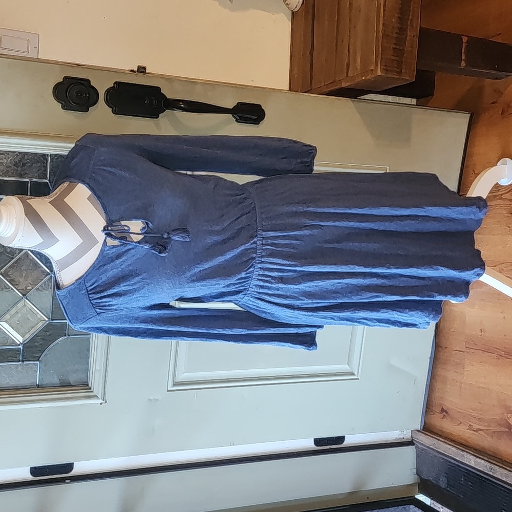 Boden stretchy blue waist elastic dress size 4L